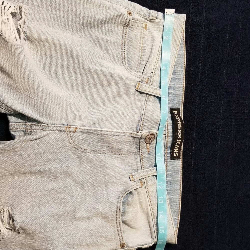 Express Girlfriend Mid Rise Distressed Jeans - Picture 6 of 8